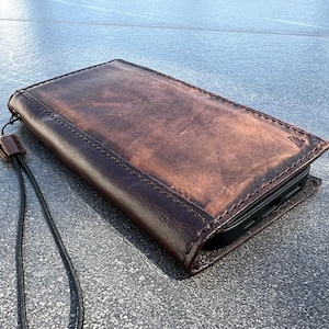 Custodia a portafoglio classica in vera pelle ARICHI per Vivo X Fold Fold3 Pro Fold2 Fold+, vintage, fatta a mano, con scomparti per carte di credito e ricarica wireless
