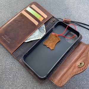 Véritable étui en cuir véritable pour Apple iPhone 12 13 14 Mini Pro Max portefeuille cartes de luxe couverture livre Art cartes d'identité doux foncé