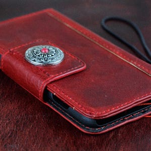 ARICHI Étui portefeuille en cuir rouge vintage véritable Vivo X Fold Fold3 Pro Fold2 Fold + Couverture de livre Bijoux à fleurs Charmer Magnet Fermeture fait main