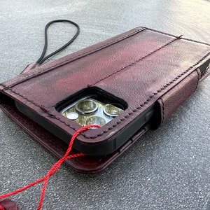 Echte Rode Leren Case Voor Apple iPhone 11 12 13 14 Pro Max 6 7 8 plus SE XS Cover Wallet Kaarten Vintage Boek Bordeaux Wijn Magnetische sluiting