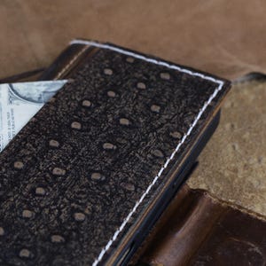 Custodia a portafoglio in pelle di struzzo ARICHI per Google Pixel 9 8 7 6 5 4 Pro XL Fold – realizzata a mano in stile vintage marrone, chiusura magnetica, cover rimovibile