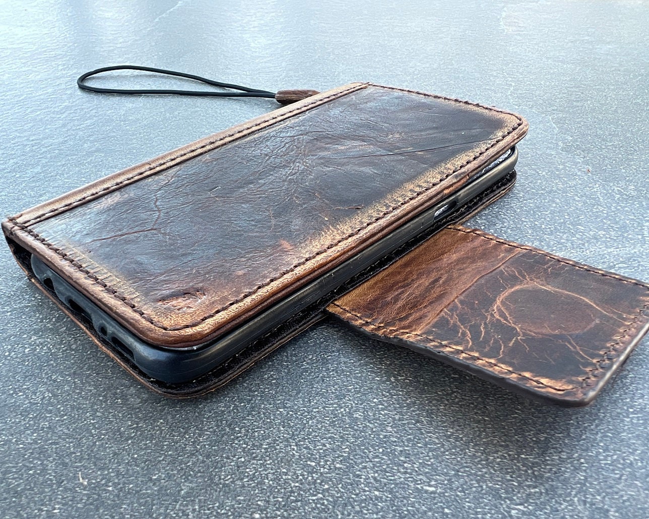 Genuine Leather Case Wallet For Samsung Galaxy Z Fold 3 4 5 6 7 Magnet clasp Vintage Wash
