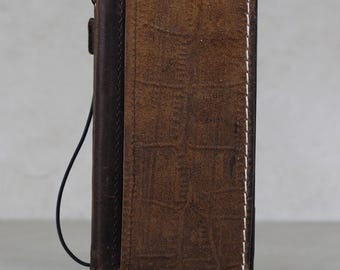 Handmade Crocodile Suede Leather Wallet Phone Case for For Galaxy