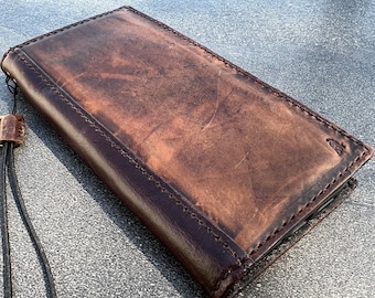 Ręcznie wykonany skórzany portfel w stylu vintage do Galaxy Z Fold