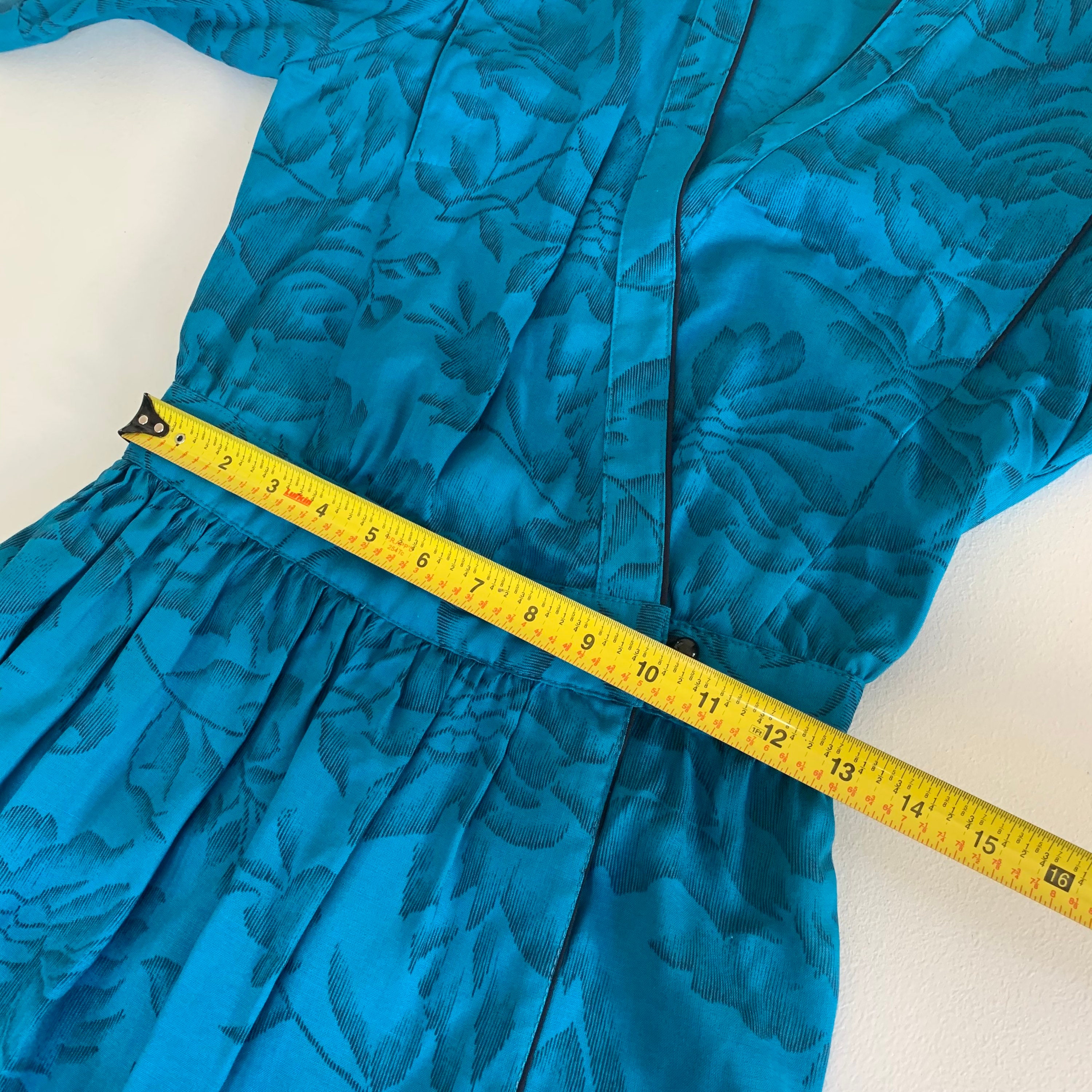 Vintage Short Sleeve Wrap Dress Blue Floral Print Robbie Bee Size 7 / 8 ...