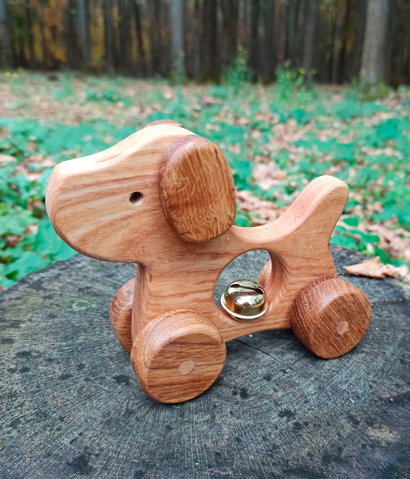 Wooden pull toy dog Animals toy on wheels Eco push toys for Etsy