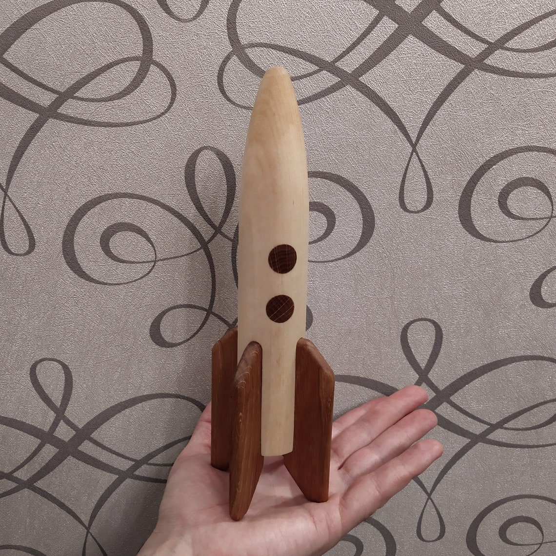 Wooden rocket toy Space ship for baby Gift for children Etsy