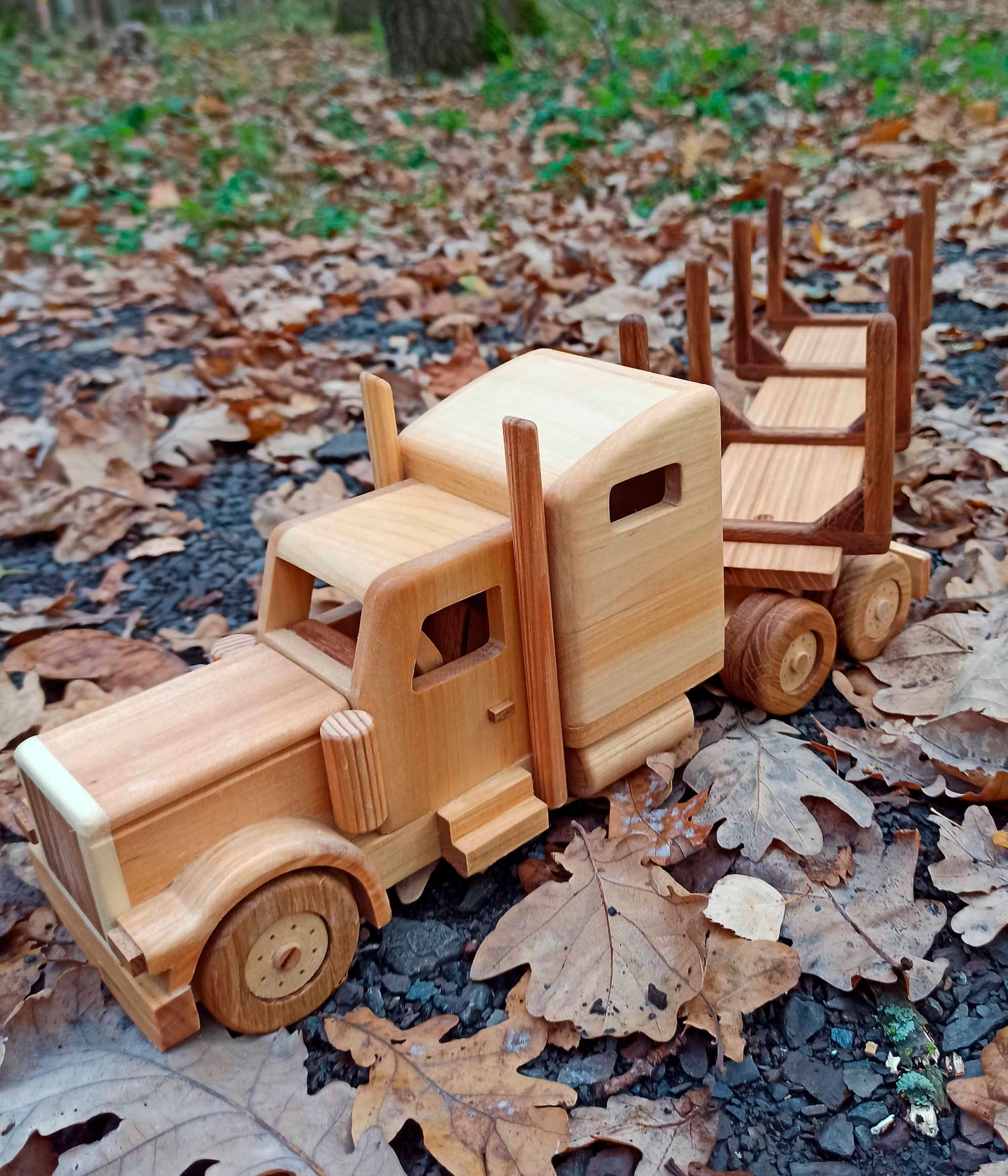 Wooden log truck Handmade toy car Eco friendly push toys for | Etsy