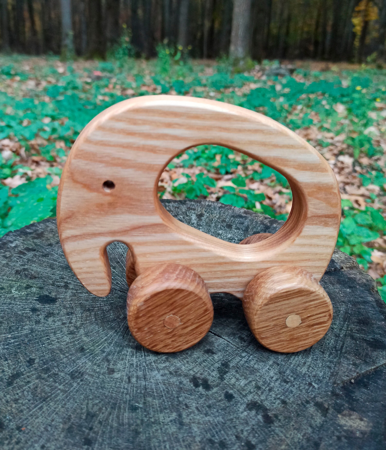 Wooden toy elephant Pull along animals Eco push toys for Etsy