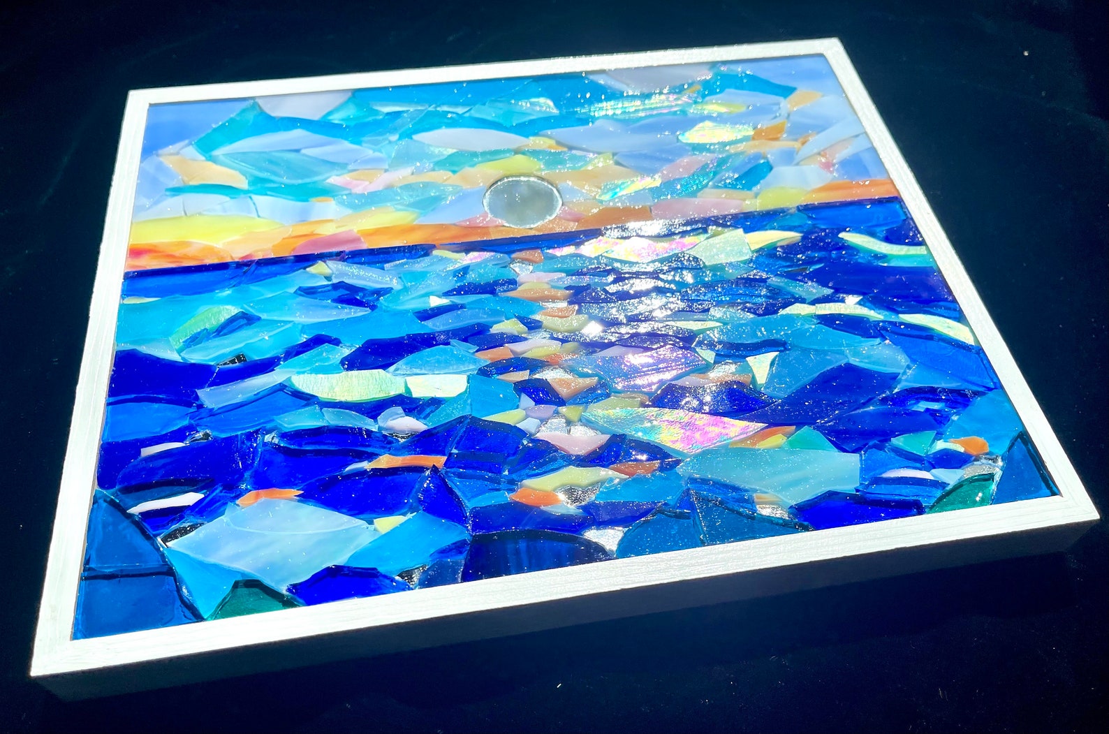 Ocean Sunset Mosaic Beach Mosaic Wall Art Stained Glass Mosaic Wall