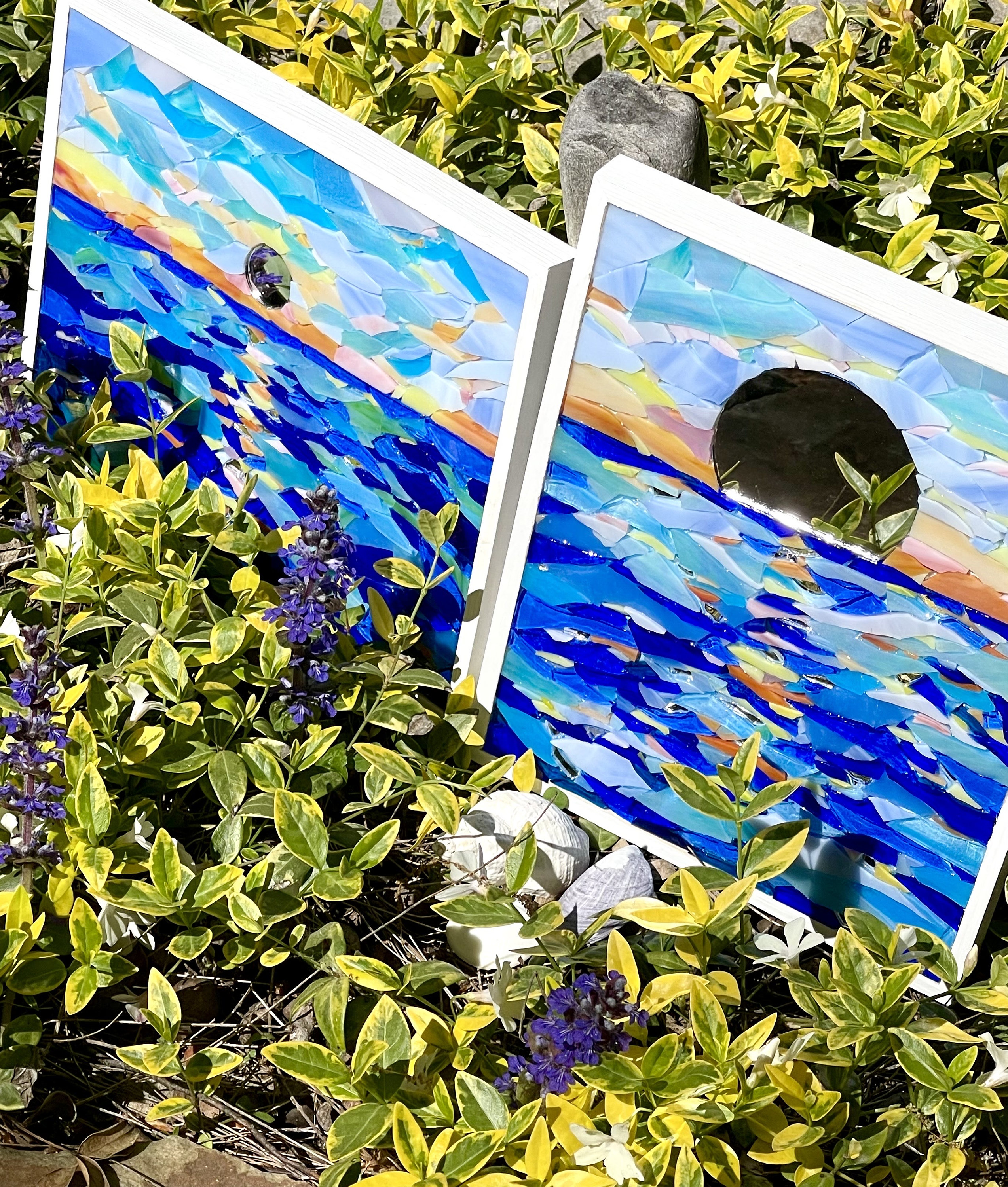 Ocean Sunset Mosaic Beach Mosaic Wall Art Stained Glass Mosaic Wall