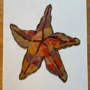 Starfish mosaic wall art; beach house wall hanging; beach house art; sea life mosaic for beach cottage; starfish art mosaic; beach art