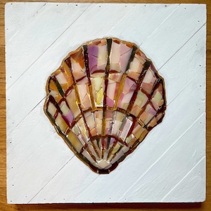 Seashell mosaic wall art; custom beach wall hanging; beach house art; one of a kind shell mosaic for beach cottage; seashell art mosaic;