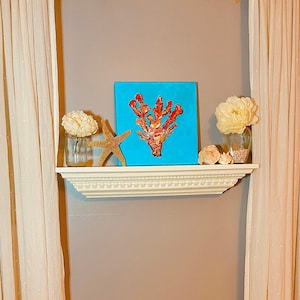 Sea coral mosaic wall art; custom beach wall hanging; beach house art; one of a kind sea life mosaic for beach cottage; coral art mosaic