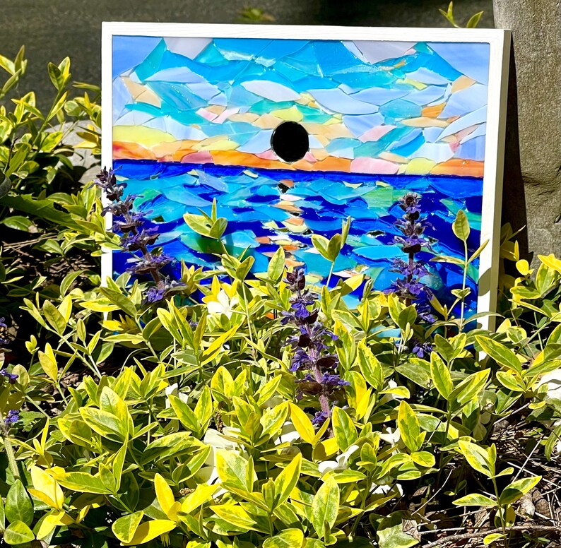 Ocean Sunset Mosaic Beach Mosaic Wall Art Stained Glass Etsy