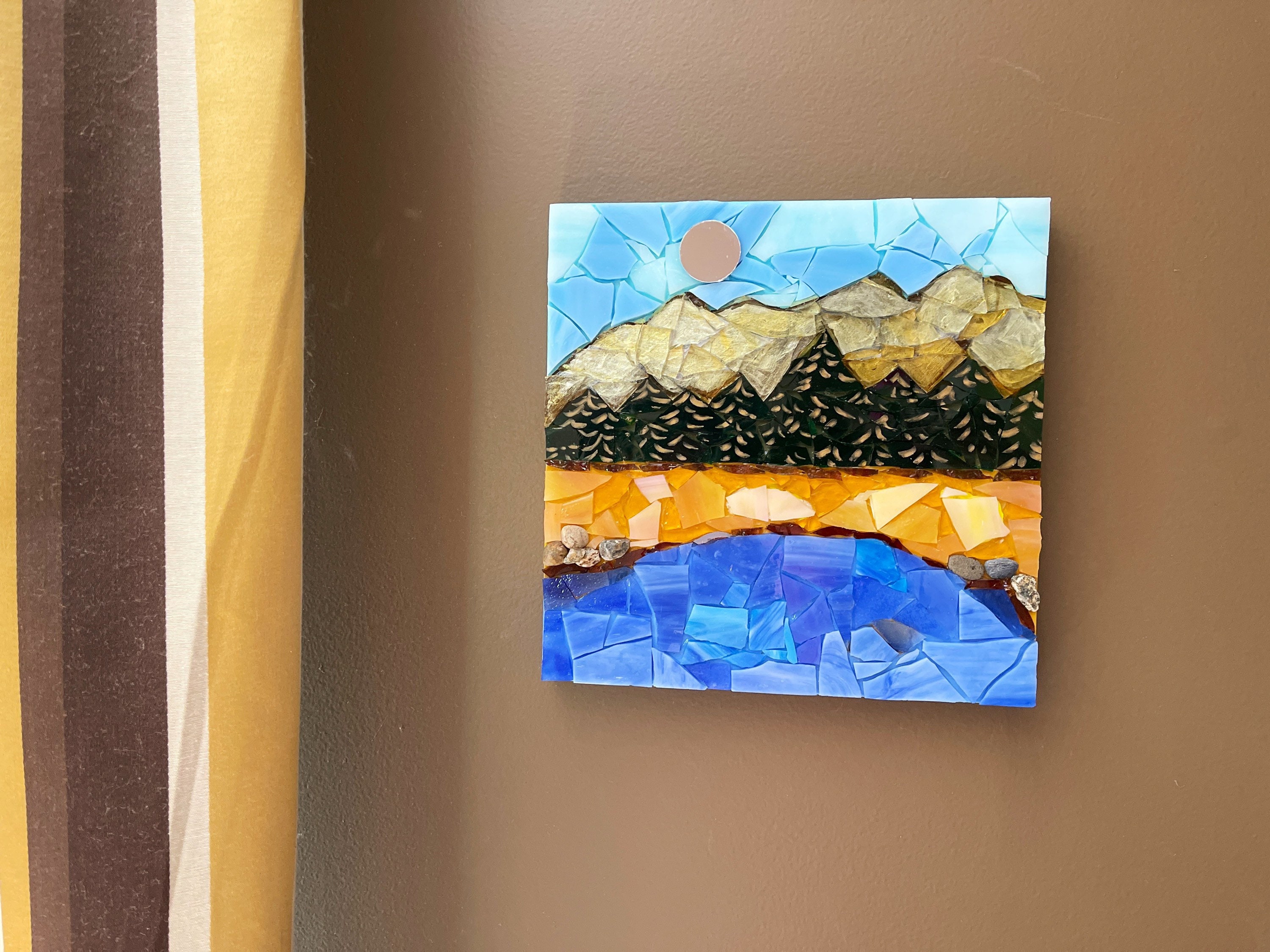 Stained Glass Mountain Mosaic Art: Lake House Decor - Etsy