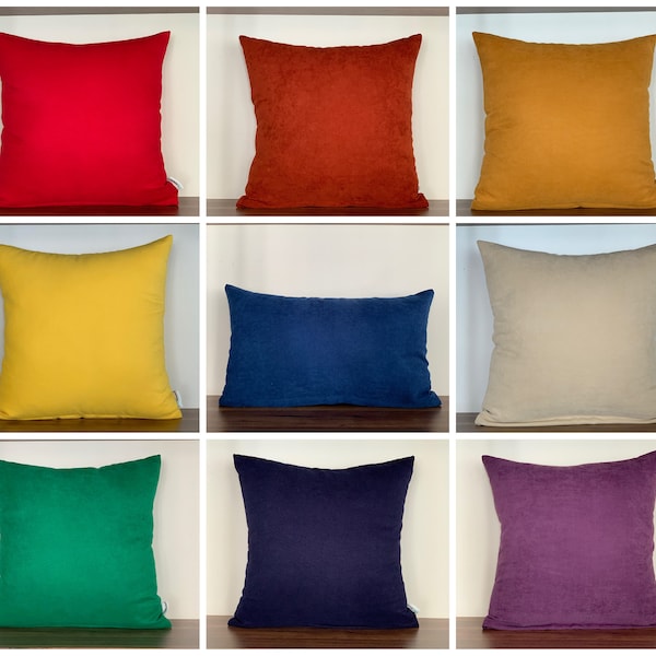 Solid Pillow Cover|Red,Brick,Mustard, Beige,Yellow,Green,Indigo,Navy Blue,Damson Pillow|Monochrome Pillow Case|Solid Lumbar Pillow Sham