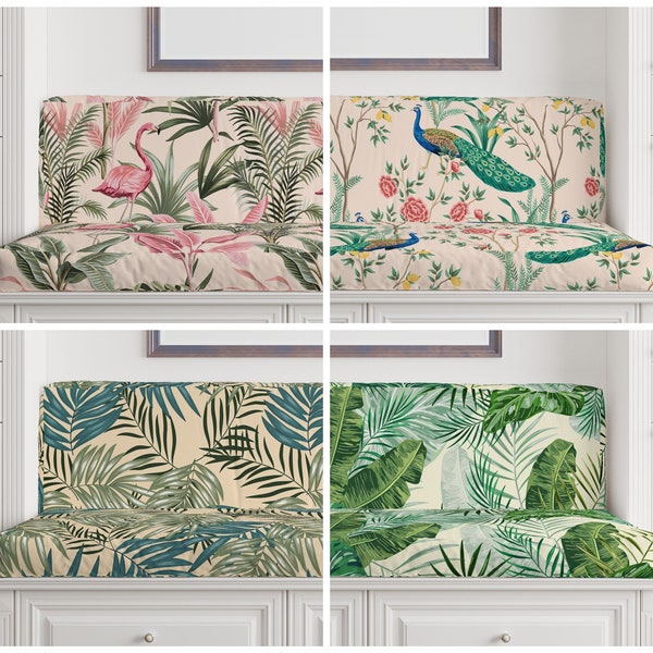 Custom Cushion Cover|Tropical Seat Cushions|Beige Sofa Cushion Cover|Furniture Cushion|Leaves Window Cushion