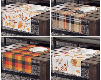 Fall Table Runner|autumn table centerpiece|Plaid Dining Table Cloth|Orange Table Runner|Orange Kitchen Decor|Custom Size Table Runner