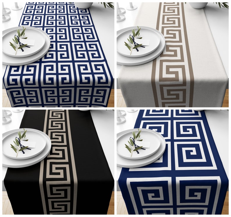 Greek key table runner greek key table decor greek wedding