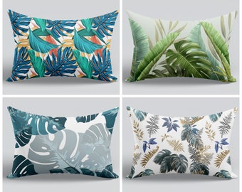 tropical print throw pillows