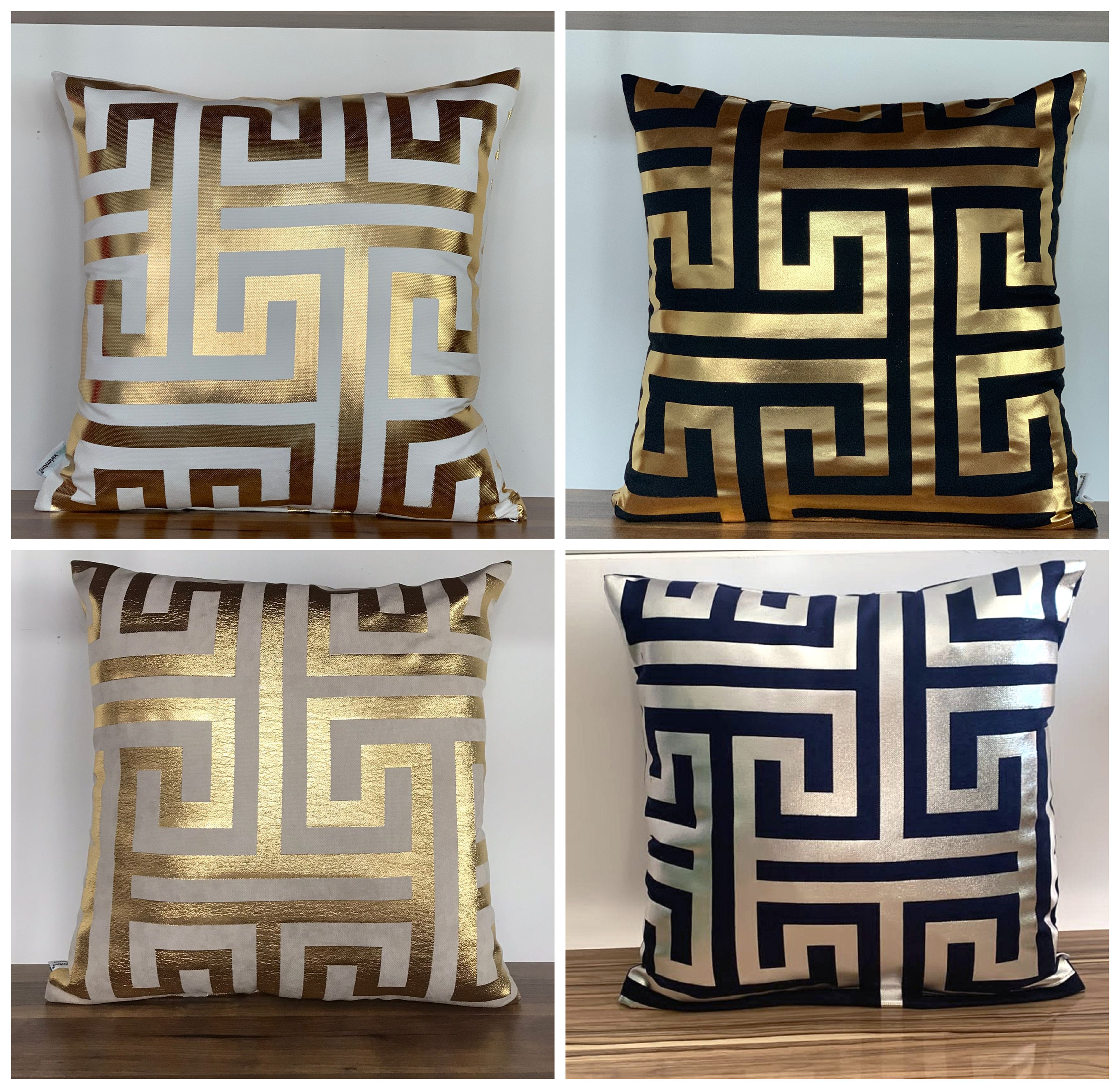 Classic White Modern Gold Monogram Pillow Case