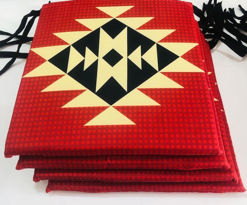 Chair Pads & Covers, Native American Chair Cushions, Chair Cushions with Ties, Southwestern Chair Covers, Custom Chair Cushion,Foam Included image 10