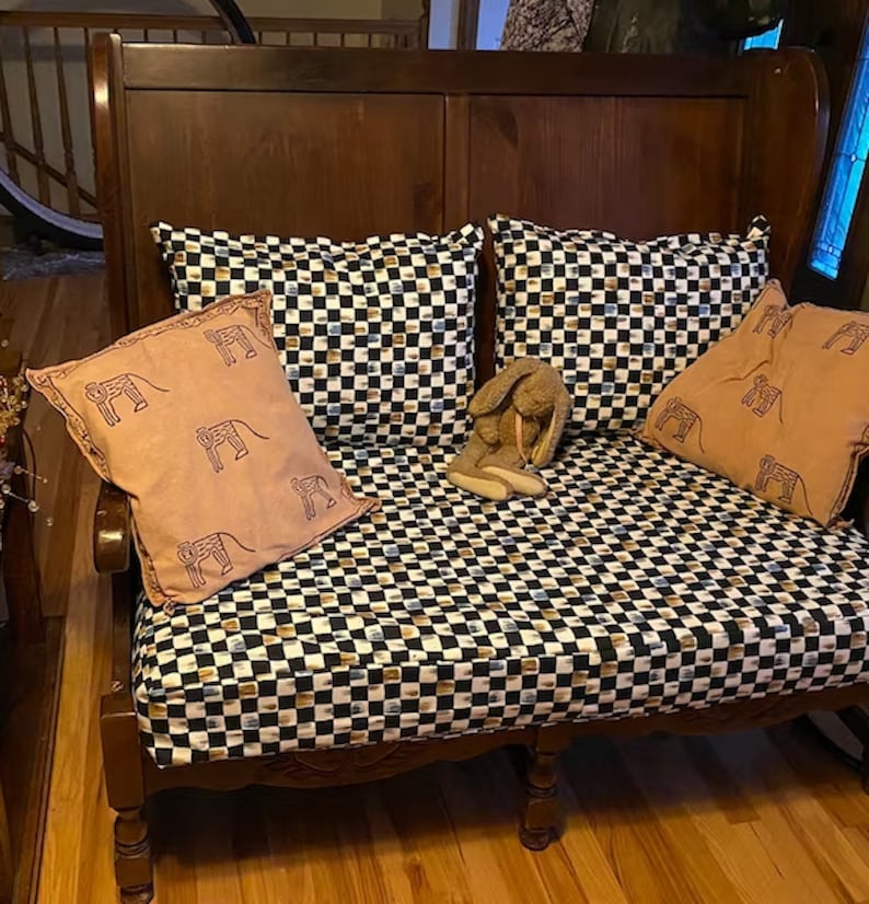 Custom Outdoor Cushion Cover|check Pattern Bench Cushions|patio Cushion ...