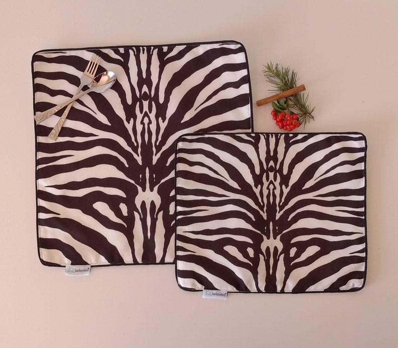 Zebra Placemats set of 2 or 4 Safari Placemat Black and Etsy