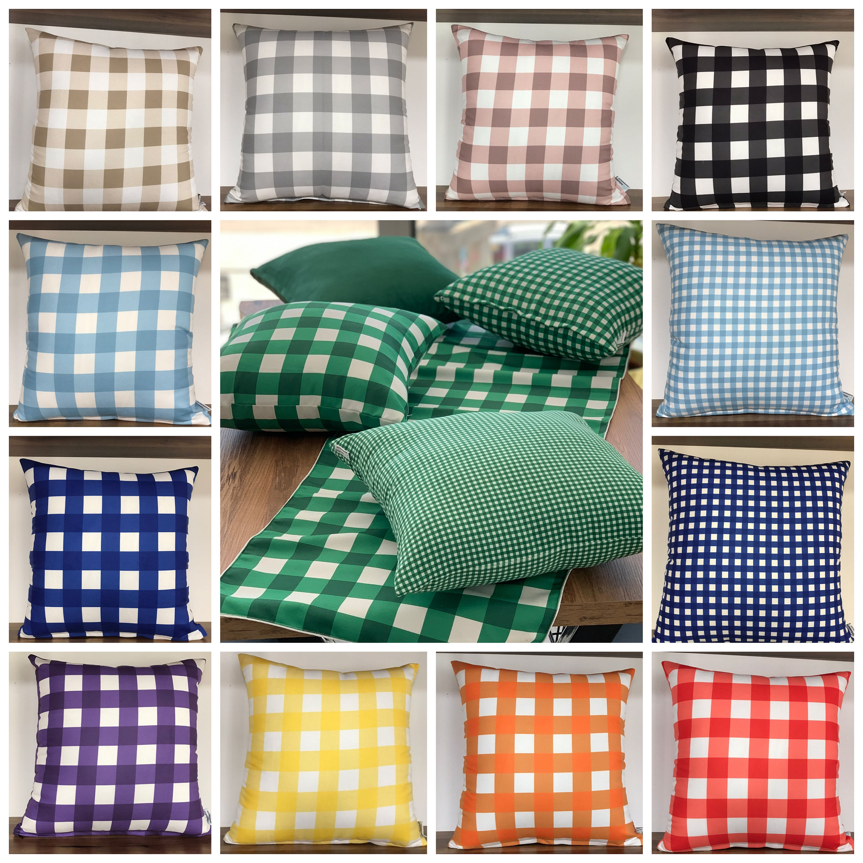 Yellow buffalo plaid pillows sale