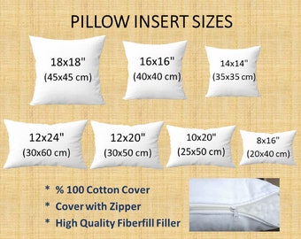 Pillow Insert | Cushion Insert|Outdoor Lumbar Pillow Insert |Throw Pillow Form|Custom Pillow |8x16 10x18 10x20 12x20 12x24 14x14 16x16 18x18