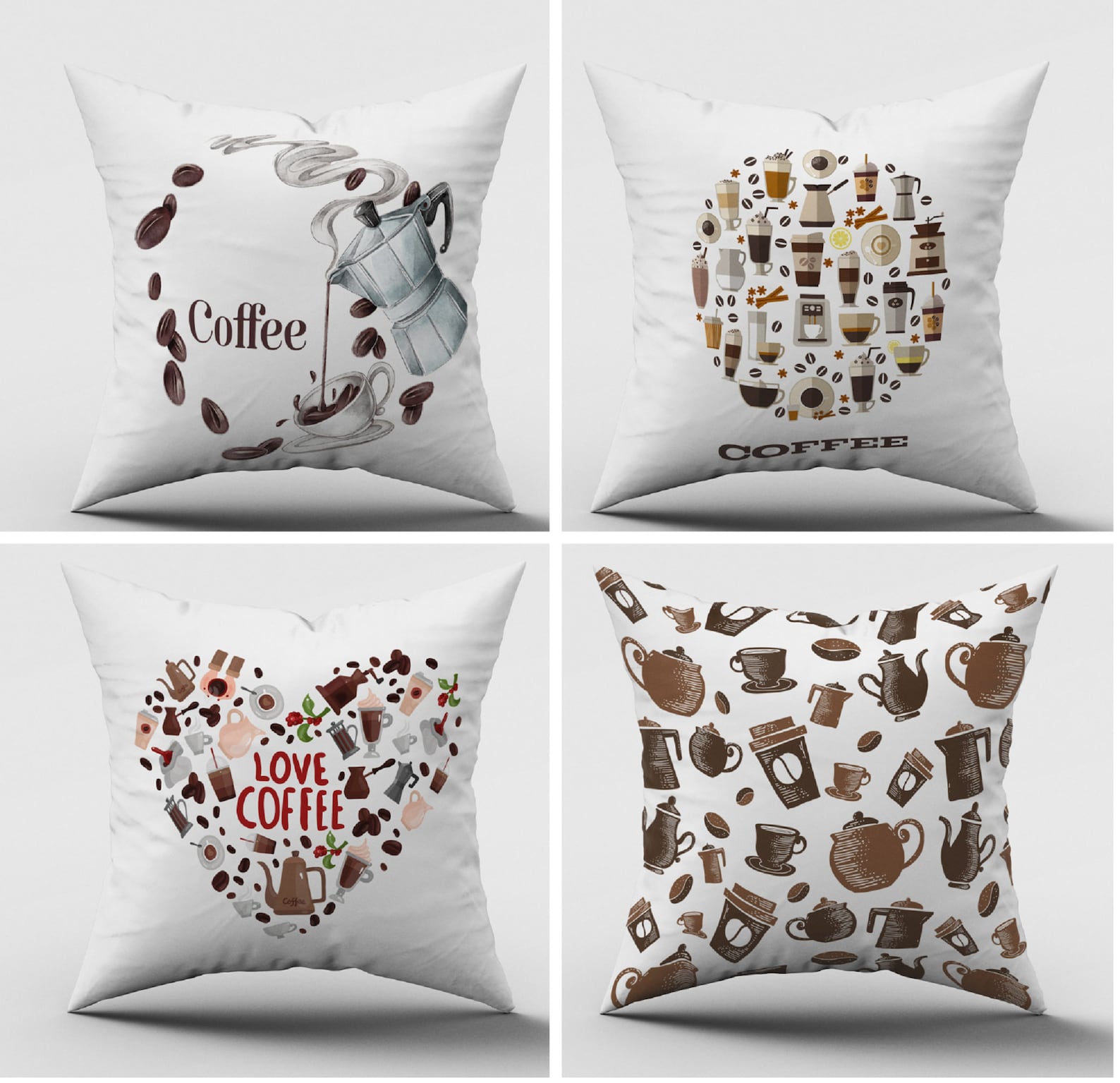 Coffee Pillow Coverscoffee Theme Throw Pillowcoffee Lover Etsy