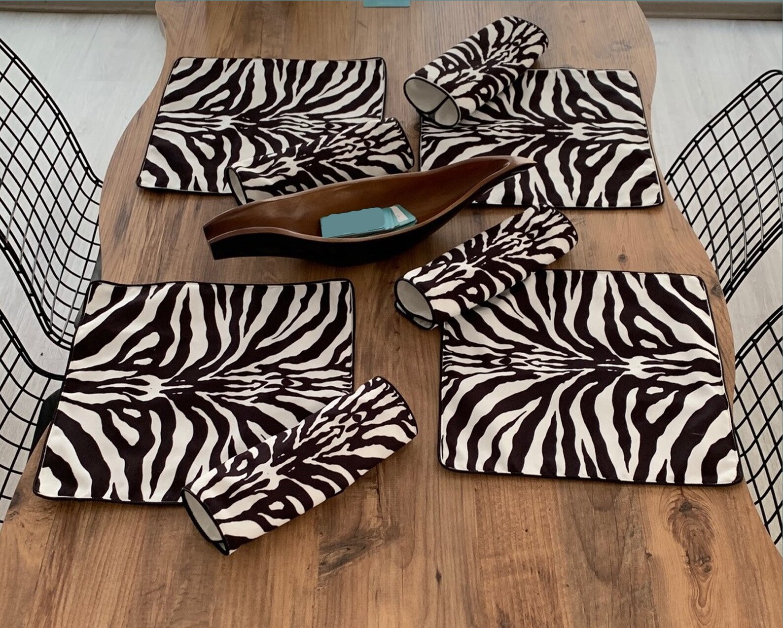 Zebra Placemats set of 2 or 4 Safari Placemat Black and Etsy