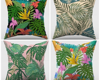 Tropical Pillow Cover|Tropical Throw Pillow|Tropical Floral Pillow Case|Tropical Home Decor|Botanical Cushion Case|Outdoor Spring Decor