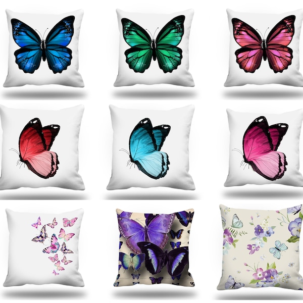 Butterfly Pillow Cover|Butterfly Cushion|Outdoor Pillow|Animal Print|Butterfly Throw Pillow|Butterfly Home Decor|Colorful Butterflies