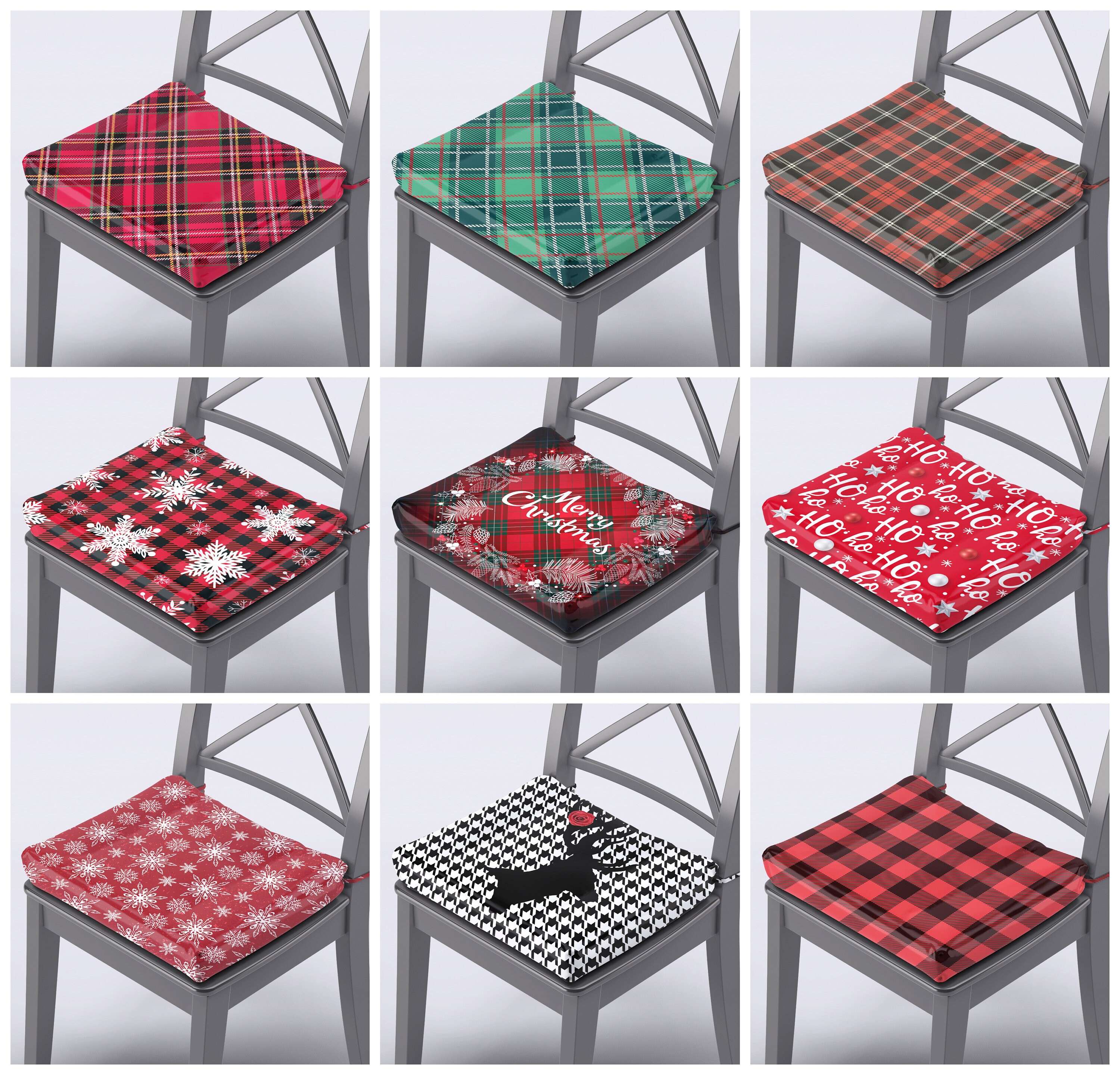 Christmas Chair Cushions Winter Chair Pads With Ties Red Plaid Snowflake Chair Cushion Custom Chair Cushion 1.2 2 Inches Foam Cushion Etsy Canada
