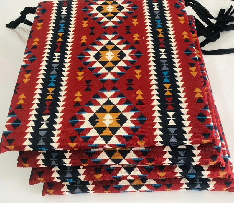 Chair Pads & Covers, Native American Chair Cushions, Chair Cushions with Ties, Southwestern Chair Covers, Custom Chair Cushion,Foam Included image 9