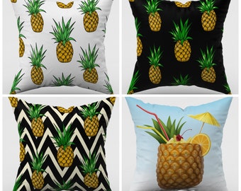 Pineapple Pillow Cover|Tropical Plants Cushion Case|Pineapple Throw Pillow|Botanical Home Decor|Decorative Pillow|22x22 Square Pillowcase