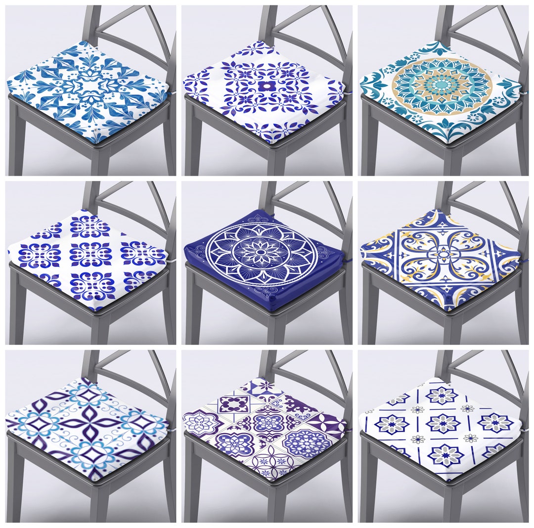 Blue Chair Cushions & Covers, Dining Chair Pads, Chair Cushions With