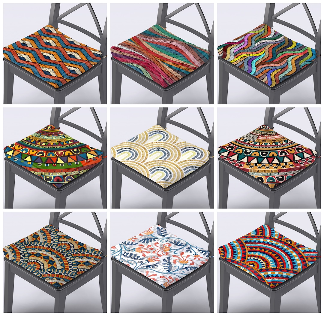 Outdoor Chair Cushions With Ties Abstract Chair Pads Colorful Chair