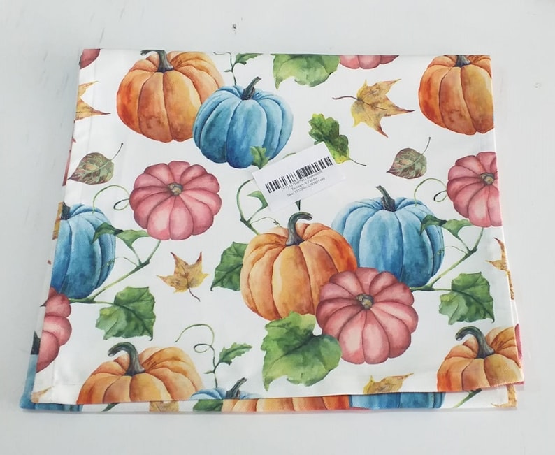 Fall Table Runner Pumpkin Table Runner Outdoor Fall Pumpkin Table Cloth Blue Pumpkin Table Runner Thanksgiving Table Runner Pumpkin Decor image 9