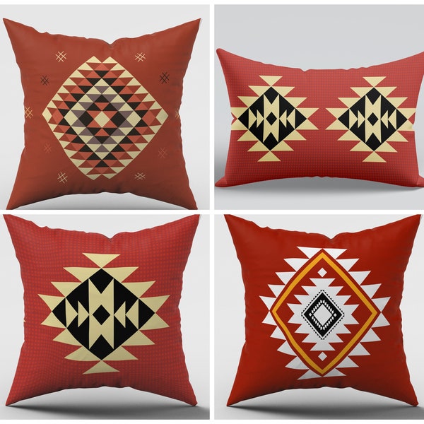 Southwest Pillow Covers|Native American Decor|Aztec Ethnic Throw Pillow|Tribal Cushion Cover|Rug Design Cushion|Tribal Pattern Pillow