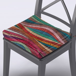 Outdoor Chair Cushions with Ties Abstract Chair Pads Colorful Chair Cushions Custom Size 1.2 or 2 inches Thick Foam Zippered Easy to Wash image 9