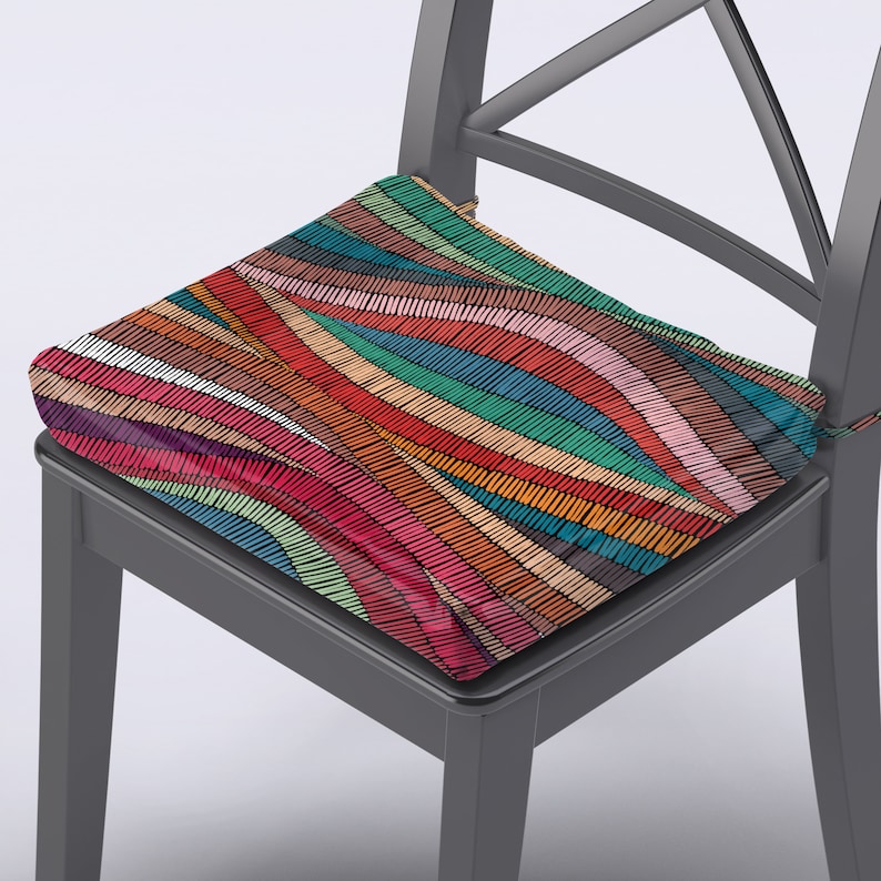 Outdoor Chair Cushions with Ties Abstract Chair Pads Colorful Chair Cushions Custom Size 1.2 or 2 inches Thick Foam Zippered Easy to Wash image 9