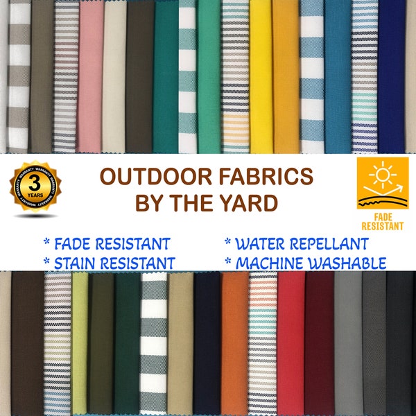 Outdoor Fabric by the Yard|Fade Resistant Fabric, Acrylic Outdoor Fabric, Waterproof Fabric, Striped, Plaid Outdoor Fabric