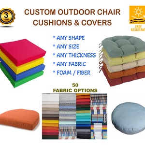 Custom Outdoor Chair Cushions and Covers|Custom Size Chair Pad|Fade Proof Outdoor Cushion|Water resistant Cushions, Patio Chair Cushions
