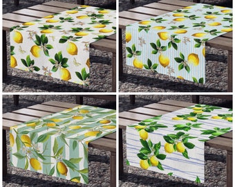 Lemon Table Runner|Outdoor Lemon Table Runner|Lemon Tablecloth|Lemon Home Decor|Spring Table Runner|Lemon Leaves Table Runner|Lemon Love