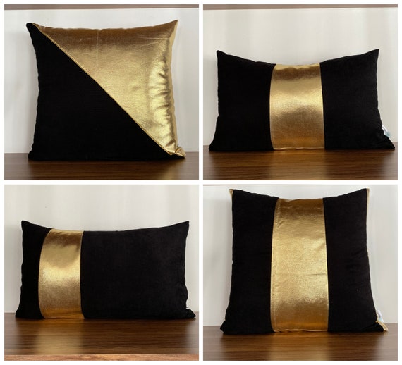 black white gold cushions