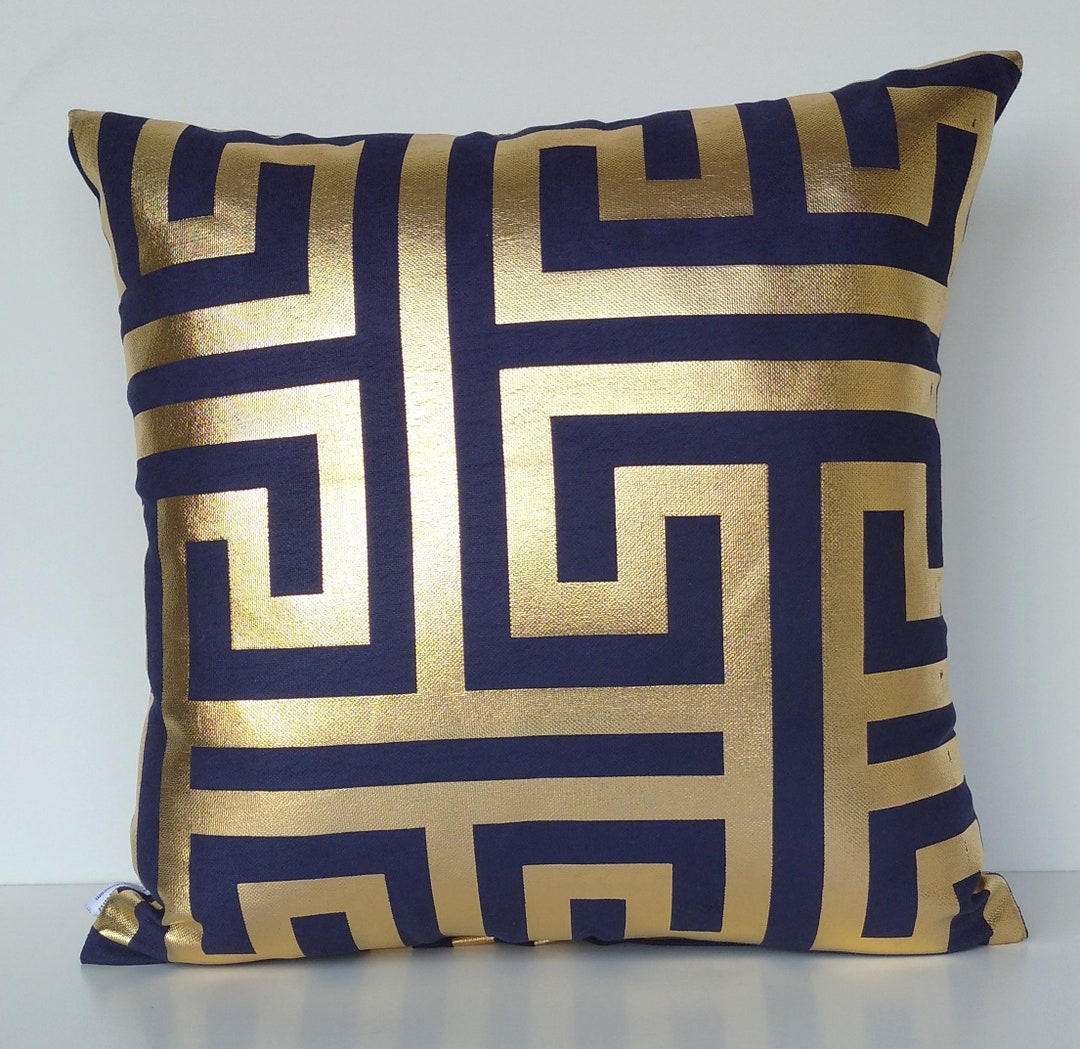Navy Blue Gold and Silver Pillow Covergold and Silver Pillow Covernavy Blue Throw Pillowssilver Cushionsgold Pillowsnavy Blue Pillow Etsy