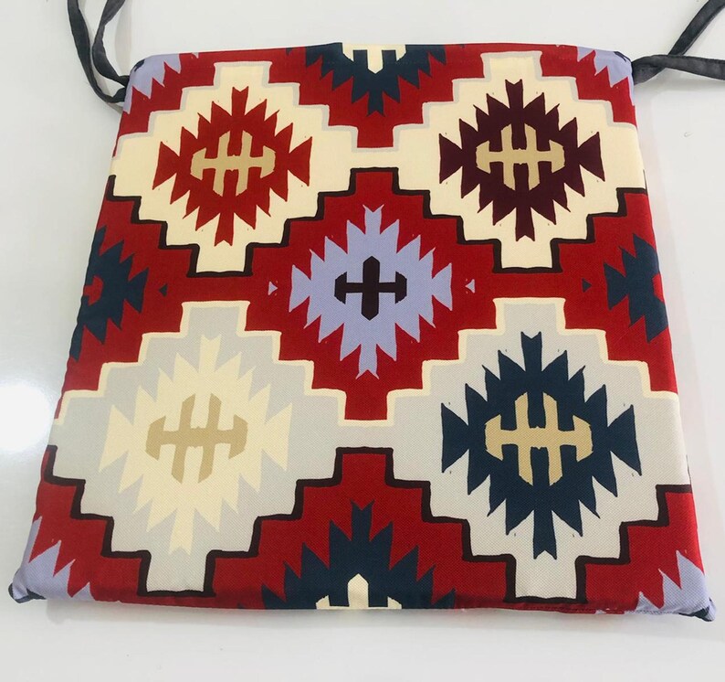 Chair Pads & Covers, Native American Chair Cushions, Chair Cushions with Ties, Southwestern Chair Covers, Custom Chair Cushion,Foam Included image 8